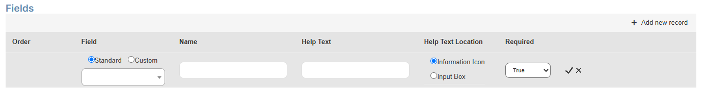 Custom form custom field options.